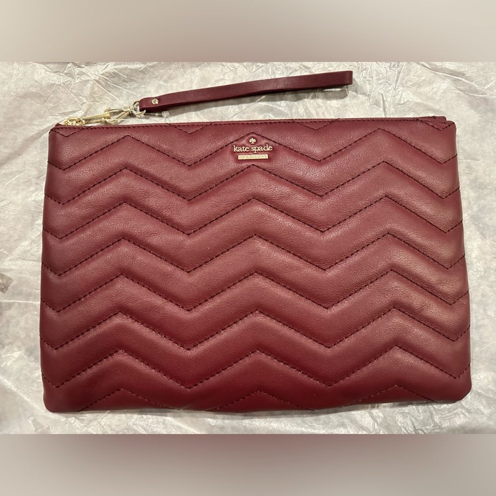 NWT Finley Maroon Leather Kate Spade Clutch